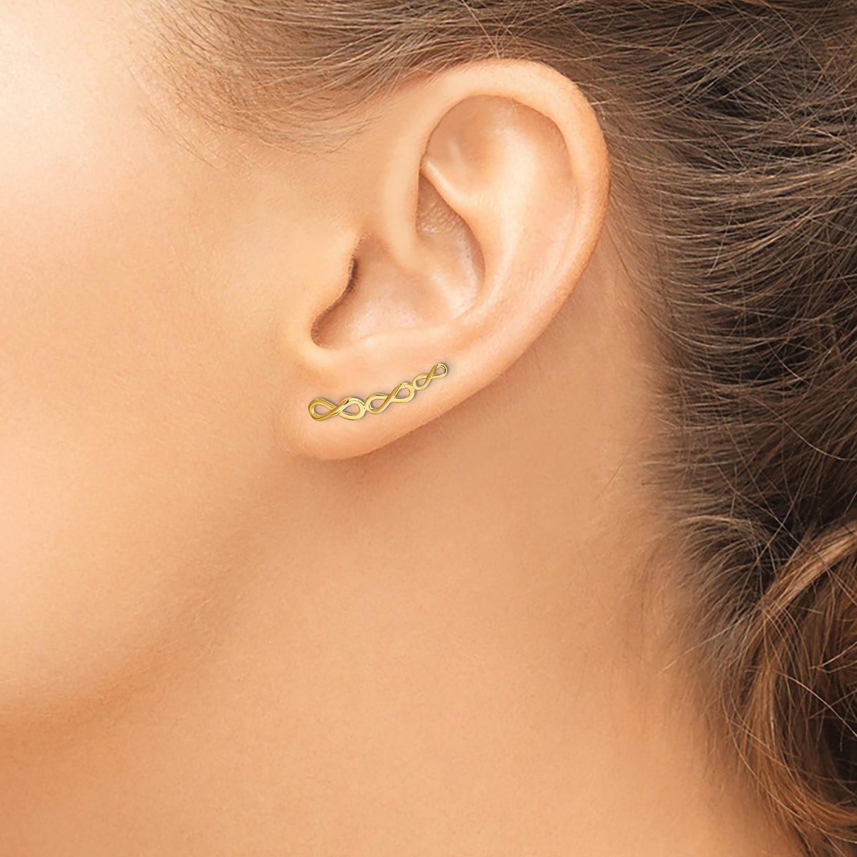 14k Yellow Gold Threader Earrings with Openwork Double Infinity Design