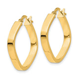 14k Yellow Gold Square Hoop Earrings, High Polish Flat Edge, Lightweight Modern Style