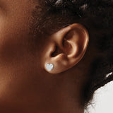 14k White Gold Heart Stud Earrings, Polished Minimalist Design, Symbol of Love