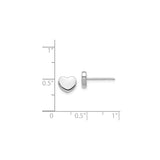 14k White Gold Heart Stud Earrings, Polished Minimalist Design, Symbol of Love