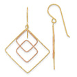 14k Yellow Gold Dangle Earrings with Interlocking Diamond-Shaped Frames in Two-Tone Design
