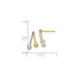 14k Two-Tone Gold Stud Earrings with Geometric Design and Textured Ball Accents