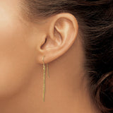 14k Yellow Gold Dangle Earrings with Cascading Fine Chains, Modern Minimalist Drop Design