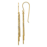 14k Yellow Gold Dangle Earrings with Cascading Fine Chains, Modern Minimalist Drop Design