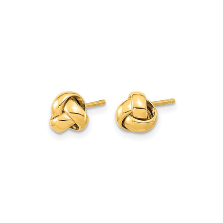 14k Yellow Gold Love Knot Stud Earrings, Polished Intertwined Design, Unisex Classic Style