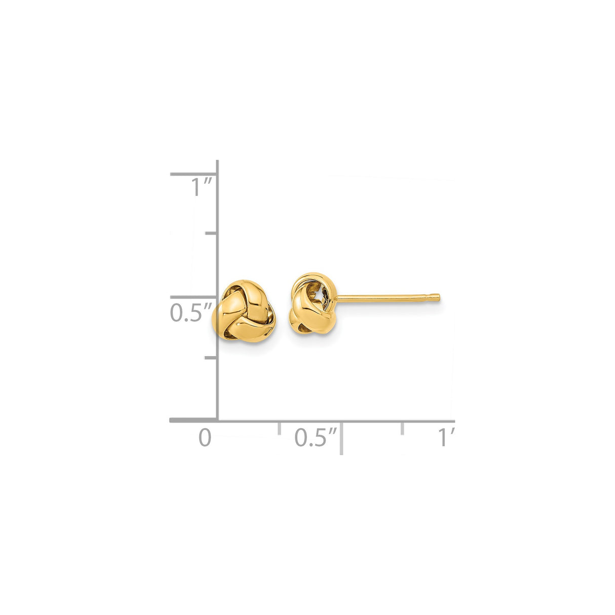 14k Yellow Gold Love Knot Stud Earrings, Polished Intertwined Design, Unisex Classic Style