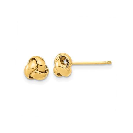 14k Yellow Gold Love Knot Stud Earrings, Polished Intertwined Design, Unisex Classic Style