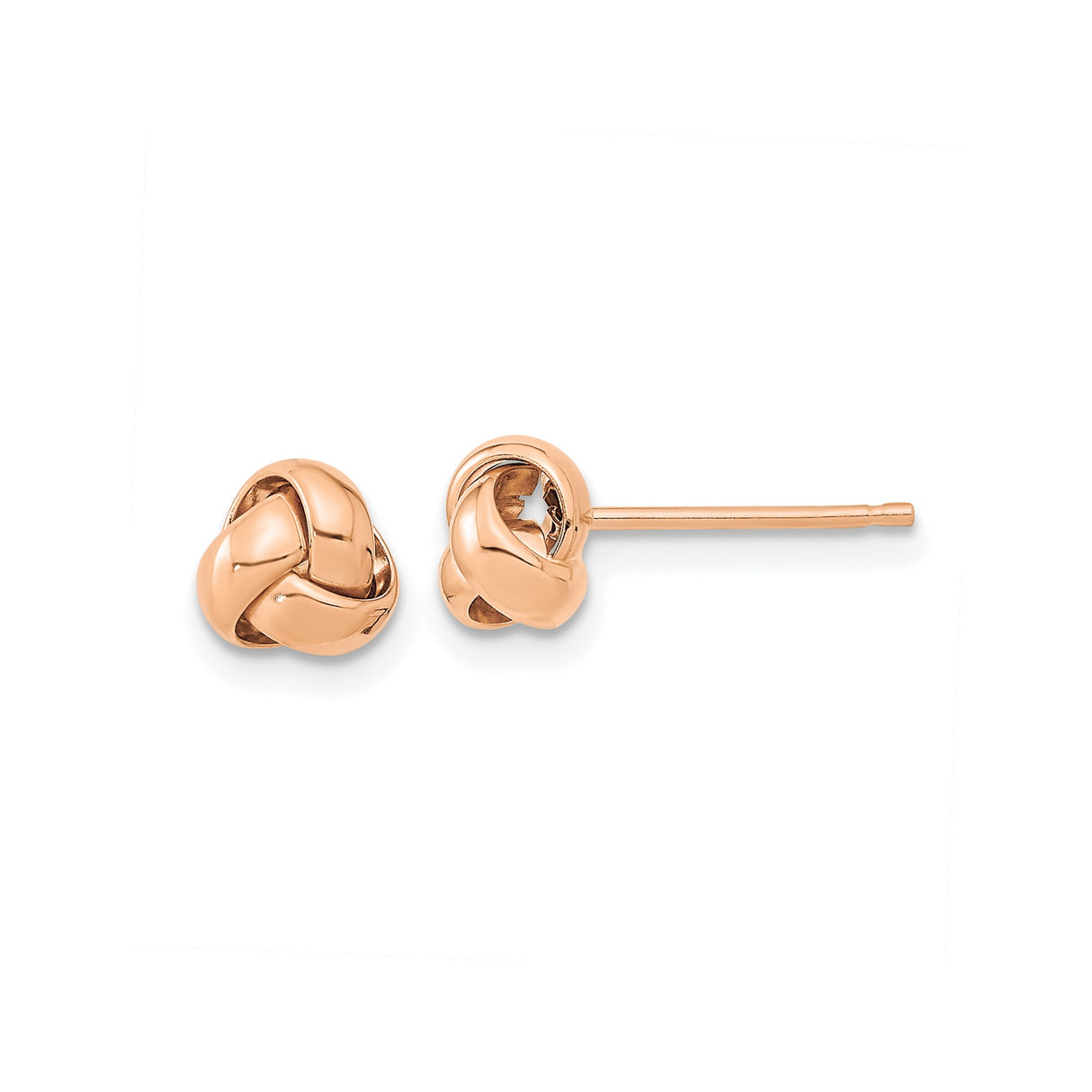 14k Rose Gold Love Knot Stud Earrings, Minimalist Design, Symbol of Unity