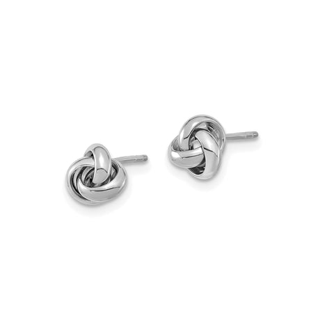 14k White Gold Love Knot Stud Earrings, Intertwined Knot Symbolizing Unity and Eternal Love