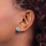 14k White Gold Love Knot Stud Earrings, Polished Interwoven Design for Women