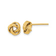 14k Yellow Gold Love Knot Stud Earrings with Textured Intertwined Loop Design for Women