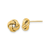 14k Yellow Gold Love Knot Stud Earrings, Polished Design, Symbolic Unity Theme for Women