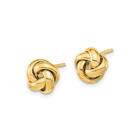 14k Yellow Gold Love Knot Stud Earrings, Intertwined Knot Design for Women
