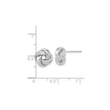 14k White Gold Love Knot Stud Earrings with Interwoven Design for Women