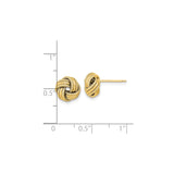 14k Yellow Gold Love Knot Stud Earrings with Polished and Textured Finish for Women