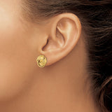 14k Yellow Gold Love Knot Stud Earrings, Twisted Polished and Textured Design for Women