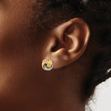 14k Tri Color Gold Love Knot Stud Earrings with Woven Design for Women