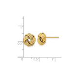 14k Yellow Gold Love Knot Stud Earrings, Intertwined Loop Design, Textured and Polished Finish