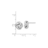14k White Gold Love Knot Stud Earrings with Textured and Polished Finish for Women