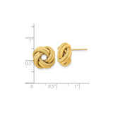 14k Yellow Gold Love Knot Stud Earrings with Polished Textured Finish
