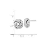 14k White Gold Love Knot Stud Earrings with Intertwined Polished and Textured Design