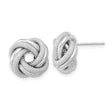 14k White Gold Love Knot Stud Earrings with Intertwined Polished and Textured Design