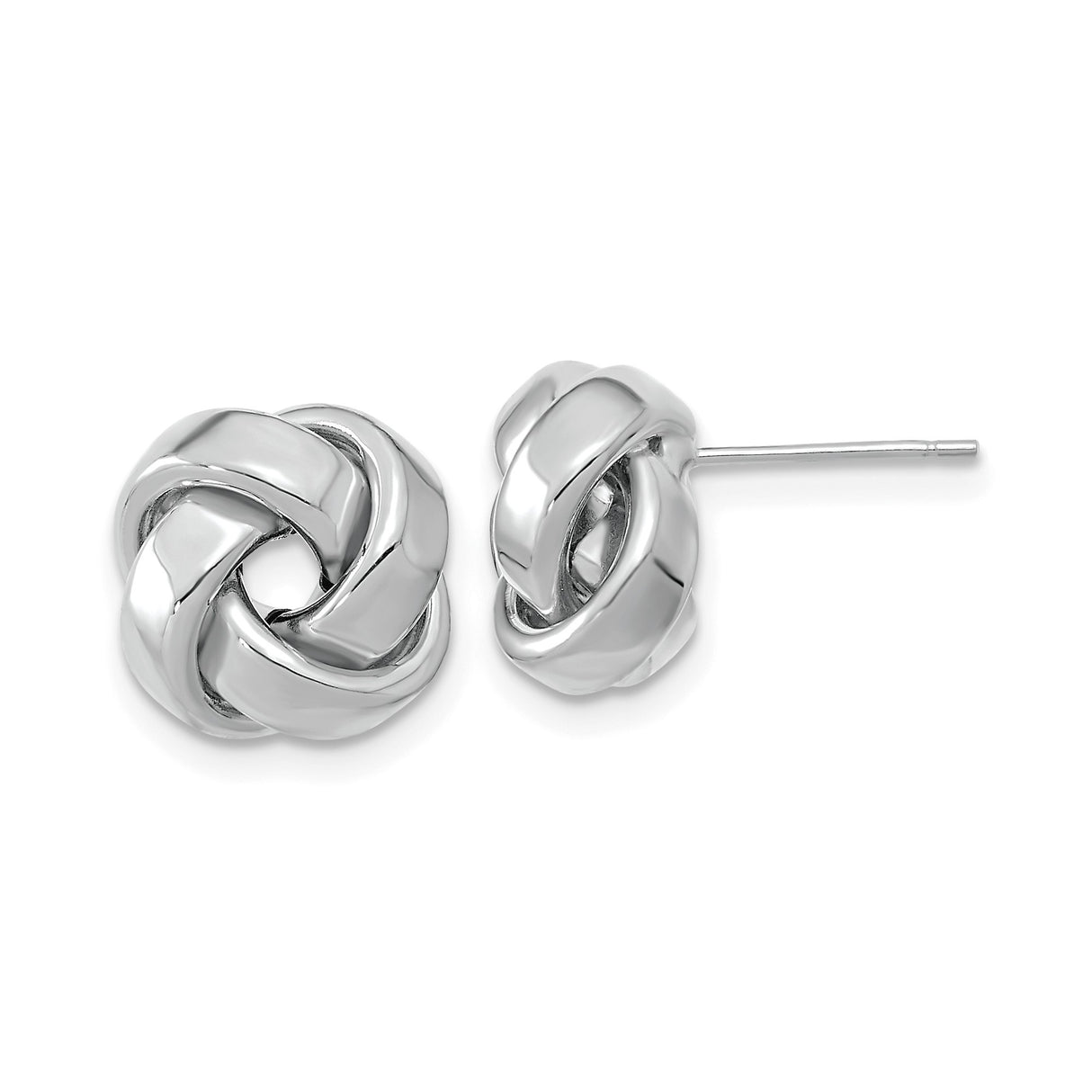 14k White Gold Love Knot Stud Earrings with Interwoven Design, Symbol of Unity and Eternal Love