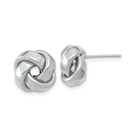 14k White Gold Love Knot Stud Earrings with Interwoven Design, Symbol of Unity and Eternal Love