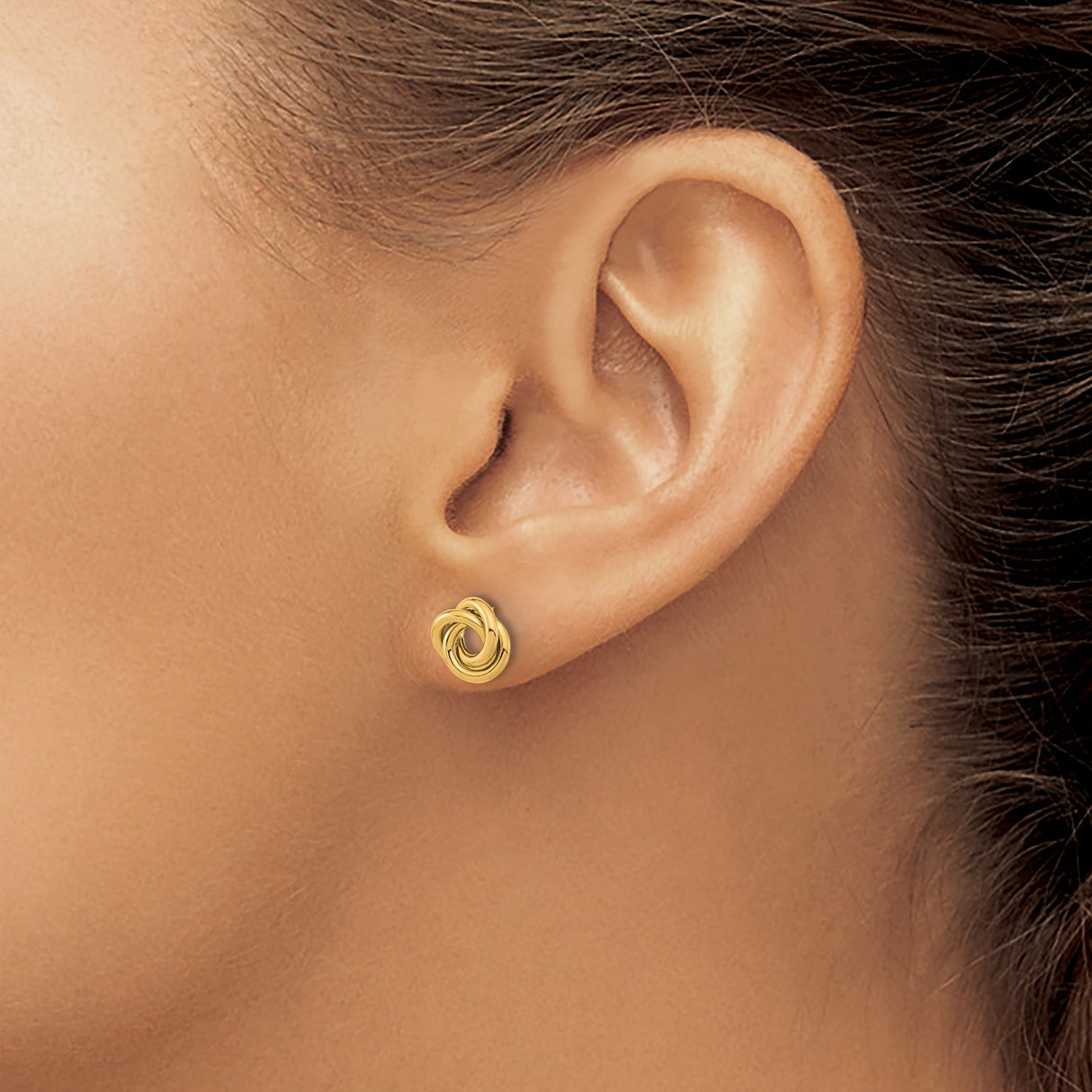 14k Yellow Gold Love Knot Stud Earrings For Women Everyday