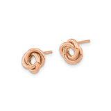 14k Rose Gold Love Knot Stud Earrings, Intertwined Design Symbolizing Unity and Eternal Love