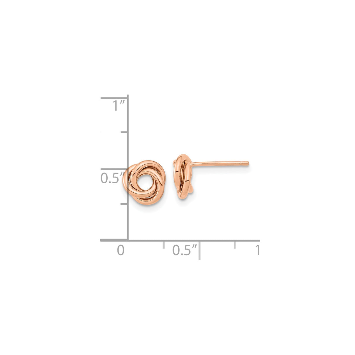 14k Rose Gold Love Knot Stud Earrings, Intertwined Design Symbolizing Unity and Eternal Love