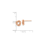 14k Rose Gold Love Knot Stud Earrings, Intertwined Design Symbolizing Unity and Eternal Love