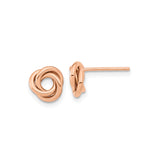 14k Rose Gold Love Knot Stud Earrings, Intertwined Design Symbolizing Unity and Eternal Love