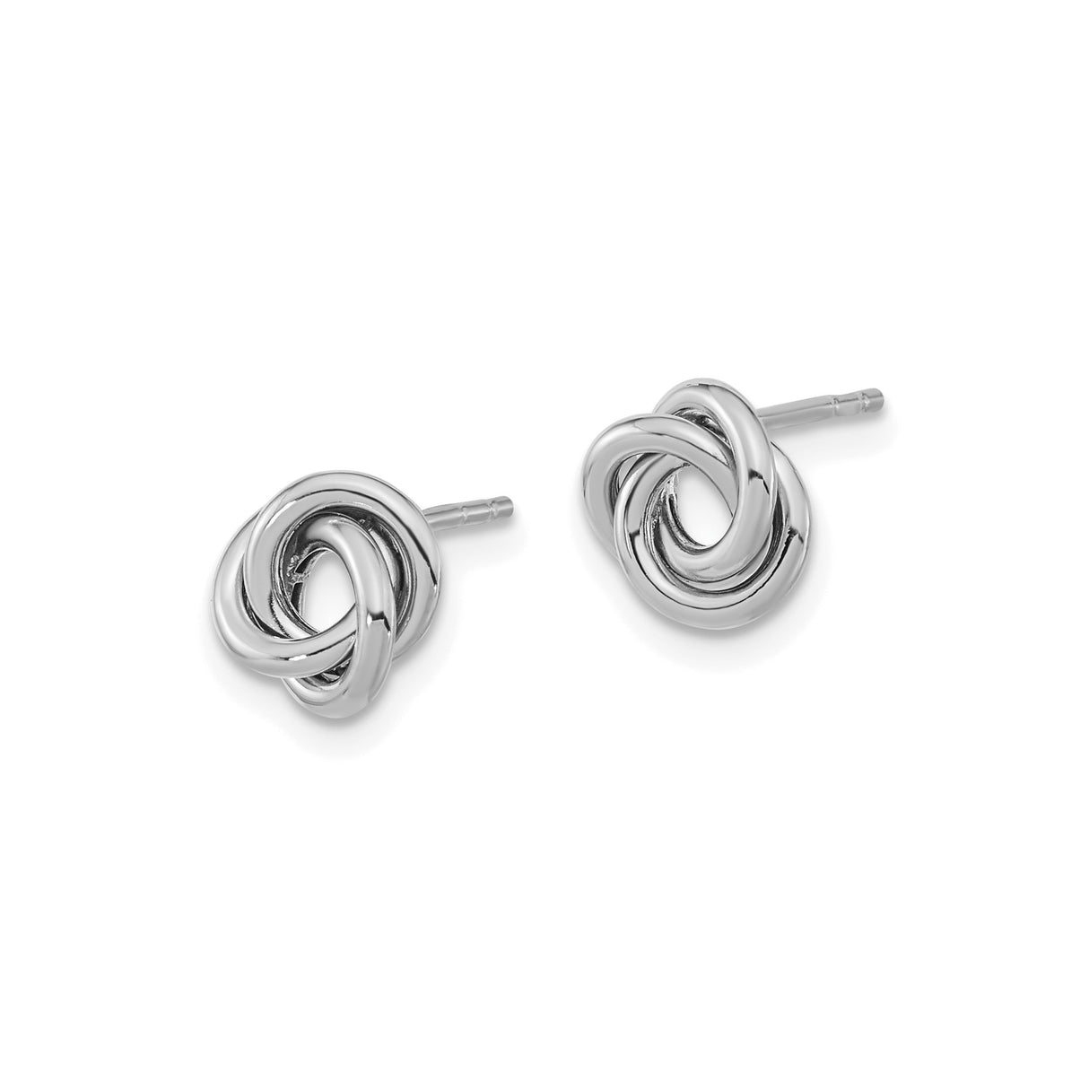 14k White Gold Love Knot Stud Earrings, Interwoven Design Symbolizing Eternal Unity
