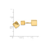 14k Yellow Gold Square Stud Earrings, Modern Geometric Cube Design, Screwback Style for Men