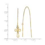 14k Yellow Gold Ankh Threader Earrings, Openwork Egyptian Cross Dangle Drops for Women