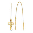 14k Yellow Gold Ankh Threader Earrings, Openwork Egyptian Cross Dangle Drops for Women