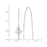 14k White Gold Threader Earrings with Ankh Cross Design, Lightweight Spiritual Jewelry for Women