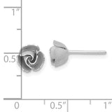 14k Yellow Gold Rosebud Stud Earrings, Rhodium Accents, Floral Design for Women