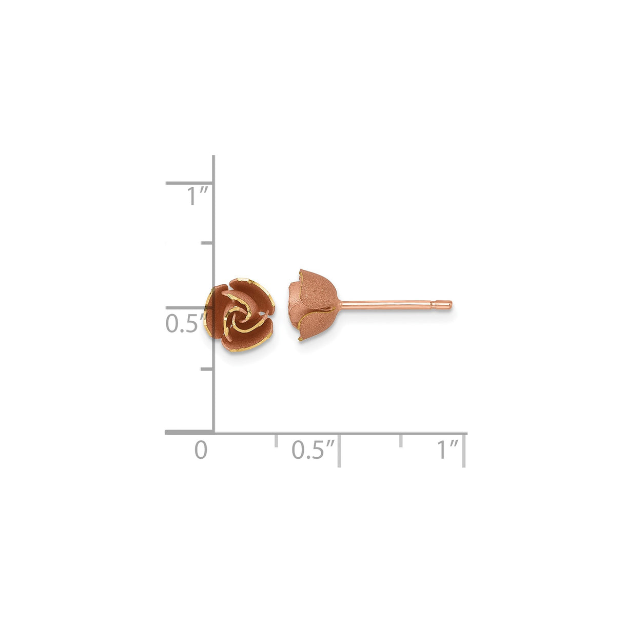 14k Rose and Yellow Gold Rose Flower Stud Earrings, Two-Tone Floral Design for Women
