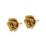 14k Yellow Gold Rose Stud Earrings with Detailed Floral Design for Women