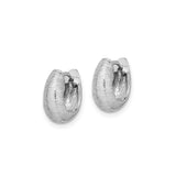 14k White Gold Hoop Earrings, Brushed and Polished Textured Minimalist Design