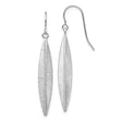 14k White Gold Drop Earrings with Brushed Texture, Elongated Marquise Leaf Design