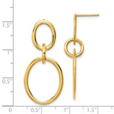 14k Yellow Gold Drop Earrings with Interlocking Oval Hoops, Modern Geometric Design for Women
