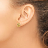 14k Yellow Gold Love Knot Stud Earrings with Cubic Zirconia Center, Textured and Polished Finish