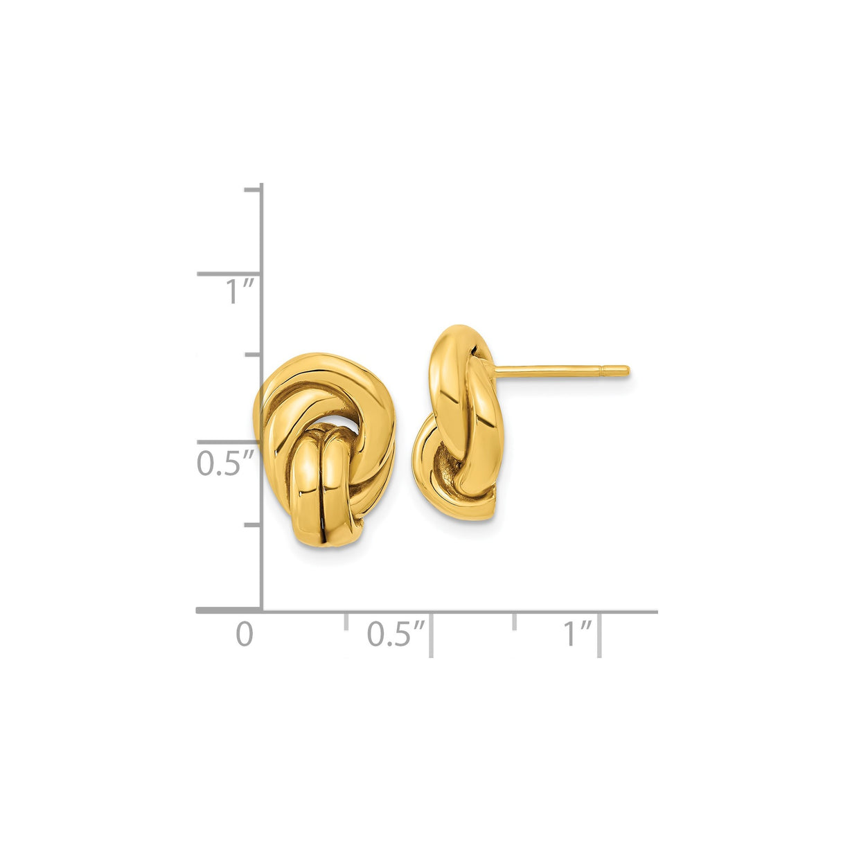 14k Yellow Gold Love Knot Stud Earrings, Intertwined Design, Polished Finish for Women