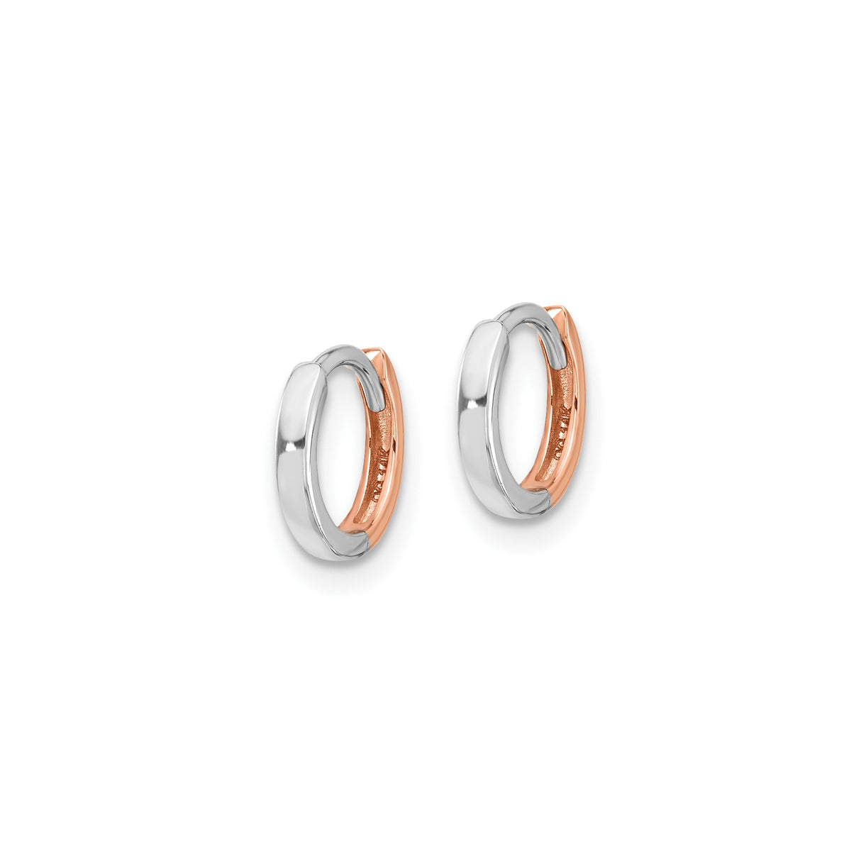 Sterling Silver and Rose Gold Hoop Earrings, Two-Tone Minimalist Modern Design for Women