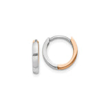 Sterling Silver and Rose Gold Hoop Earrings, Two-Tone Minimalist Modern Design for Women