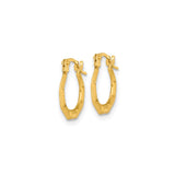 14k Yellow Gold Hoop Earrings, Faceted Geometric Design, Lightweight Modern Style for Women