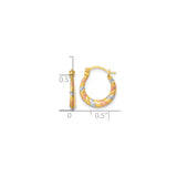 14k Tricolor Gold Hoop Earrings, Twisted Braided Polished Tube Design
